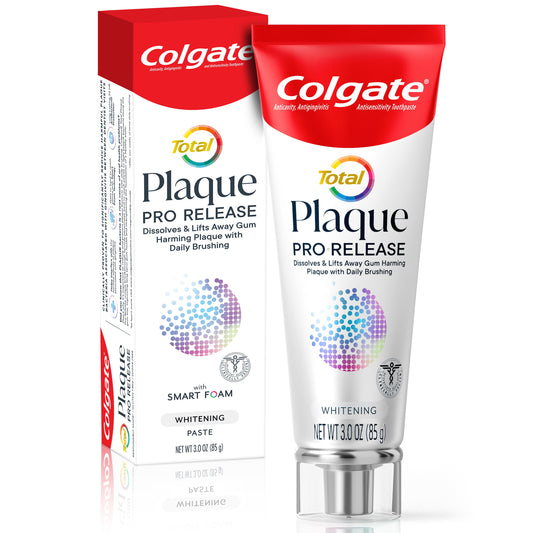 Pasta de dente branqueadora Colgate Total Plaque Pro Release, tubo de 3 onças