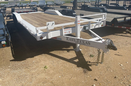 2024 East Texas Trailers | 8.5x24 | Equipment/Carhauler | 2-7k Axles | White | Macho Ramps |