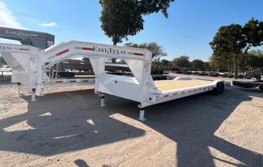 2024 East Texas Trailers | 8.5x30 | GN Lowboy | 2-7k Axles | White | Monster Ramps