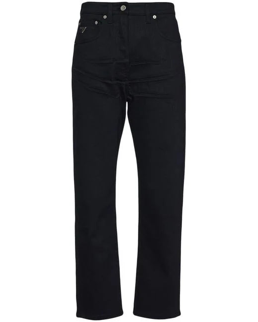 Prada Women's Blue Pinch-detail Straight-leg Jeans