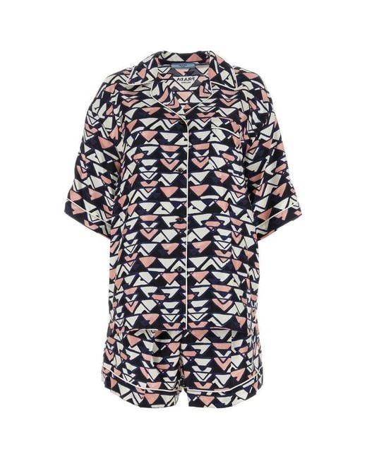 Prada Women's White Graphic-printed Two-piece Pajamas