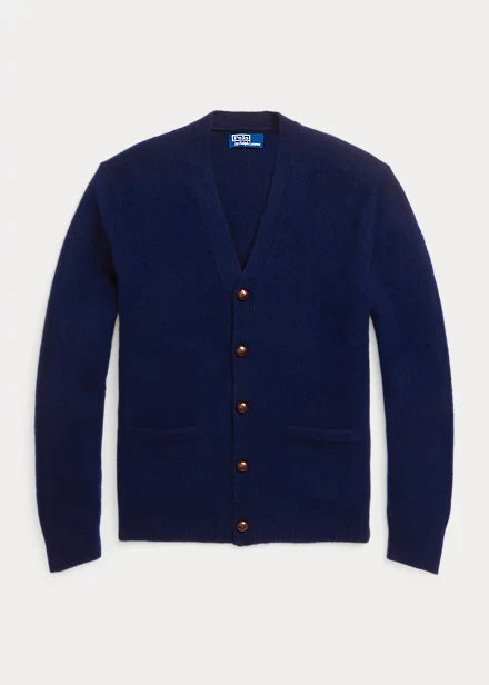 Suede-Patch Wool-Cashmere Cardigan