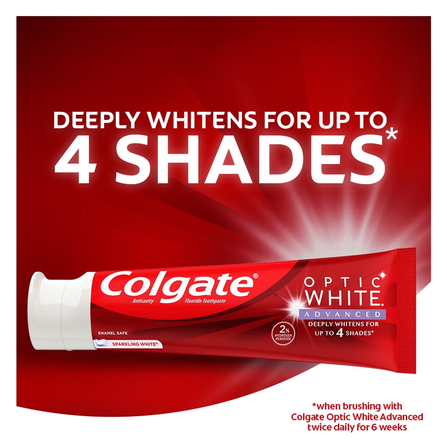 Pasta de dente clareadora de dentes avançada Colgate Optic White, branco brilhante, 3,2 onças