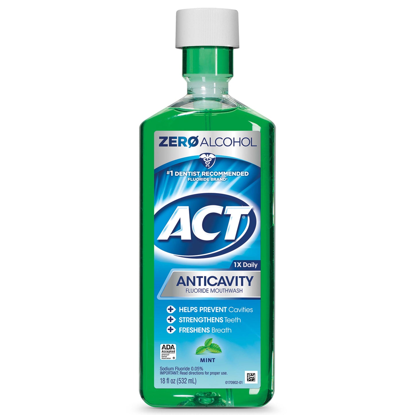 ACT Anticavidade Fluoreto Bucal com Zero Álcool, Hortelã, 18 fl. onças.