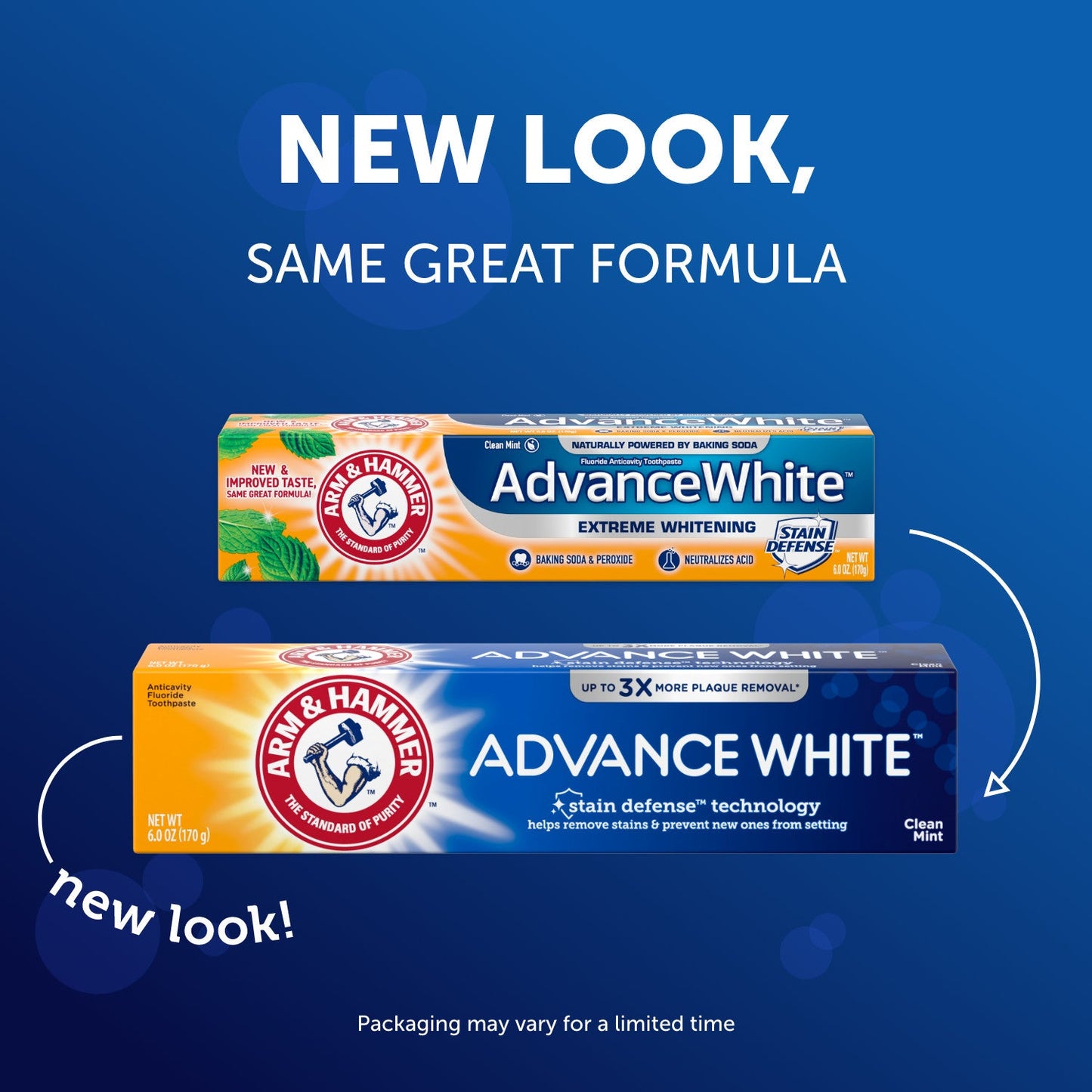 Pasta de dente ARM & HAMMER Advanced White Extreme Whitening, TWIN PACK (contém dois tubos de 6 onças) -Clean Mint- Fluoride