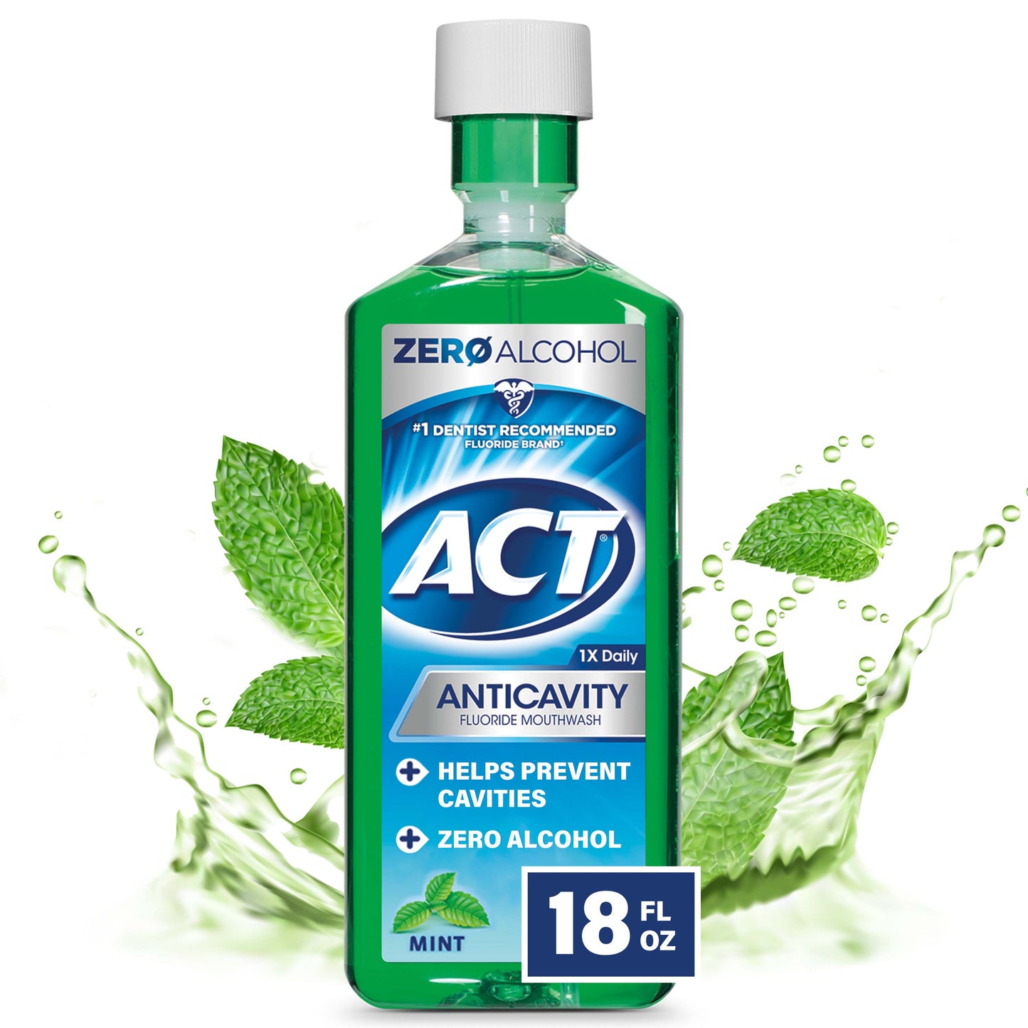 ACT Anticavidade Fluoreto Bucal com Zero Álcool, Hortelã, 18 fl. onças.