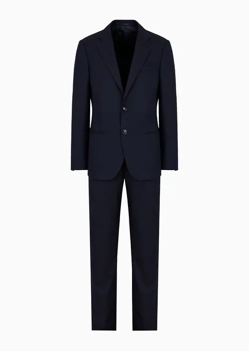 Armani Sustainability Values chevron virgin-wool Soho line single-breasted suit