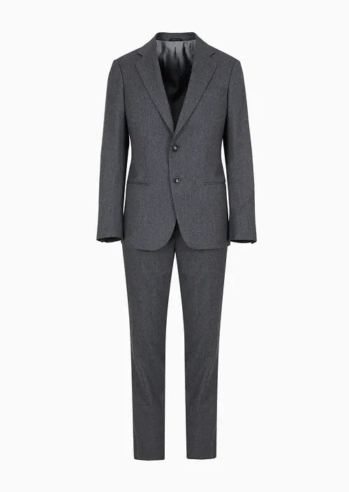 Soho Line stretch wool and cashmere flannel, single-breasted suit