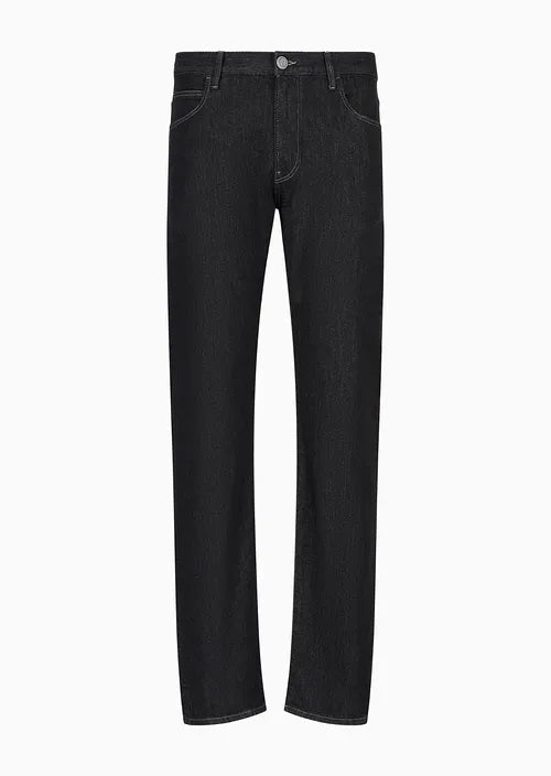 Five-pocket, regular fit, stretch cotton-denim trousers