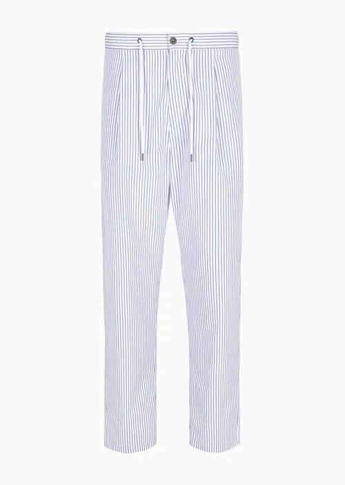 Armani Sustainability Values pinstriped cotton single-pleat trousers