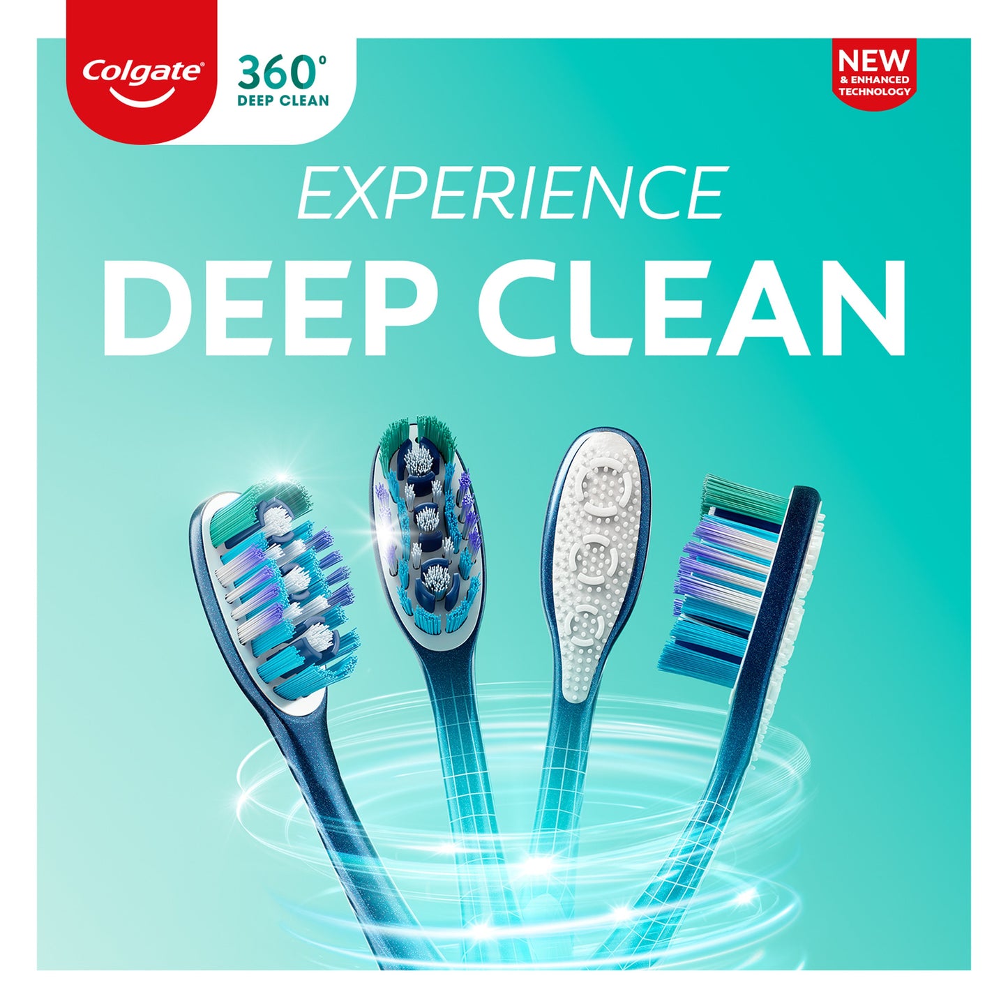 Escova de dentes manual Colgate 360° com limpador de língua e bochechas, média, 5 Ct.