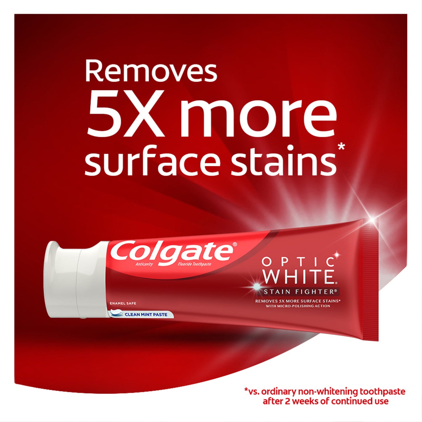 Pasta de dente clareadora Colgate Optic White Stain Fighter, pacote com 2, hortelã limpa, tubos de 6 onças